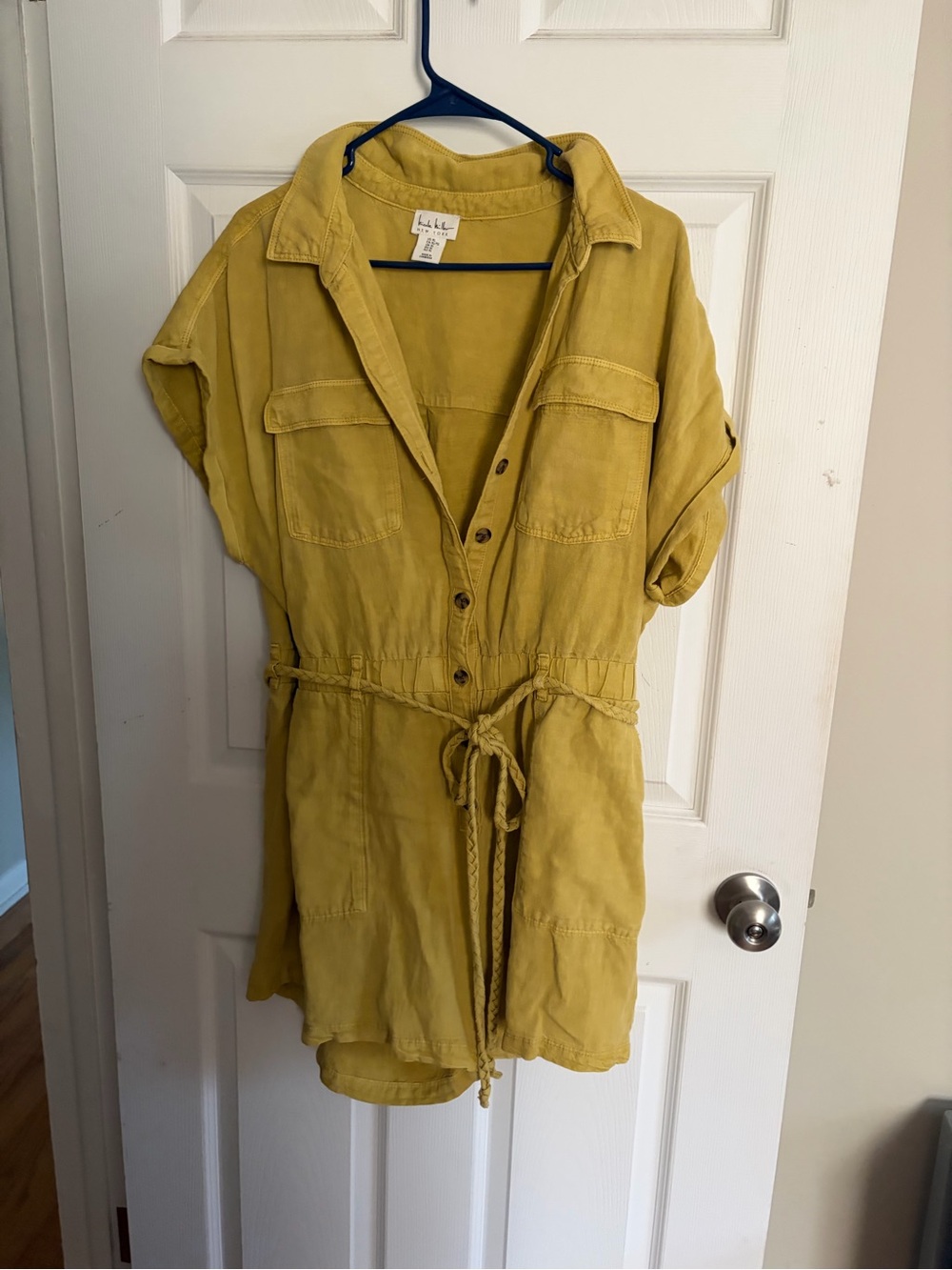 Mustard Yellow Utility Shirt Dress